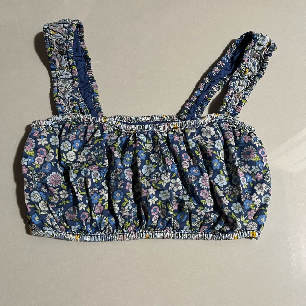 American Eagle Outfitters Blue Floral Crop Top